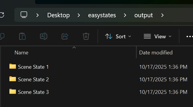 EasyStates Output Example in File Manager