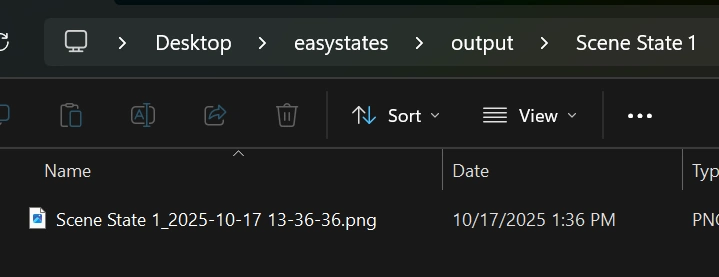 EasyStates Output Example in File Manager