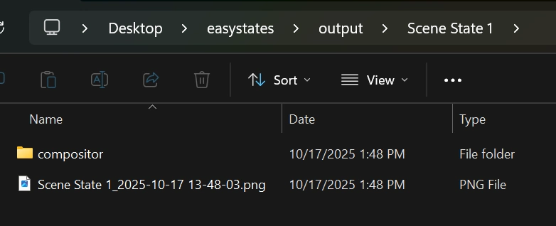 EasyStates Compositor Output Example in File Manager